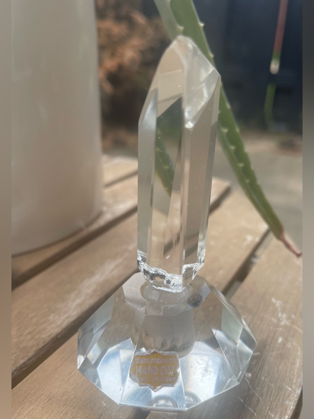 Vintage Art Deco Hand Cut Crystal Perfume Bottle - Japan Hollywood Glam Luxury